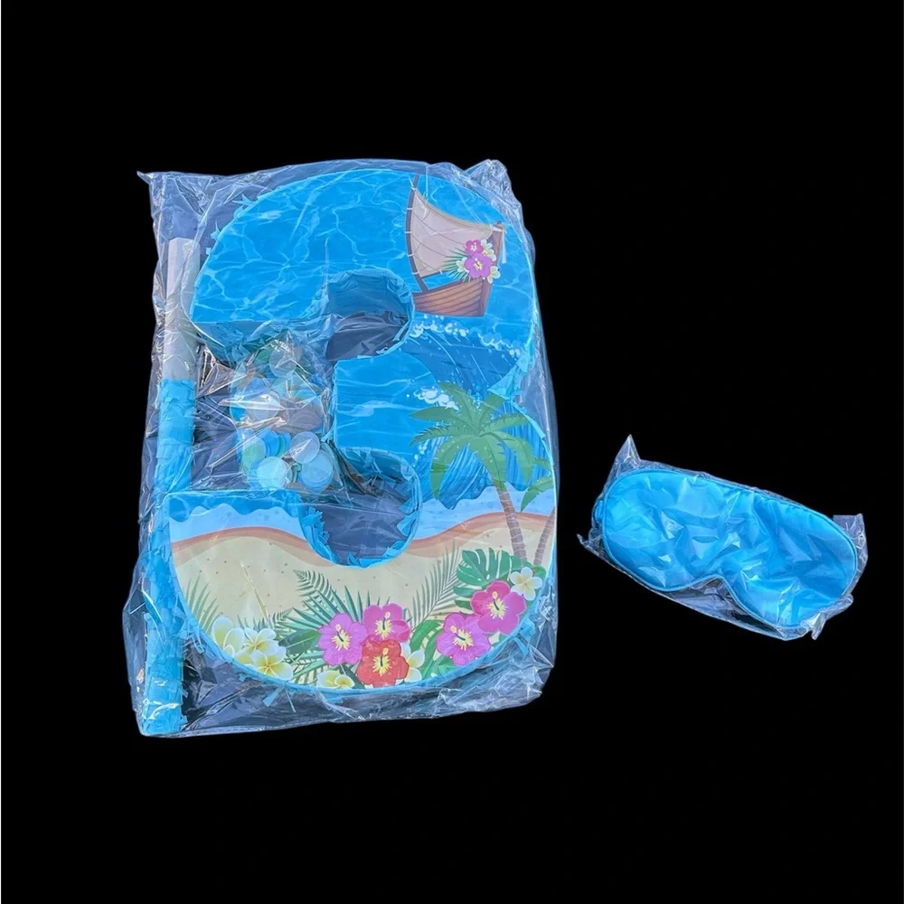 Tropical Beach Number 3 Pinata - Includes Stick, Blindfold & Confetti - Picture 3 of 3